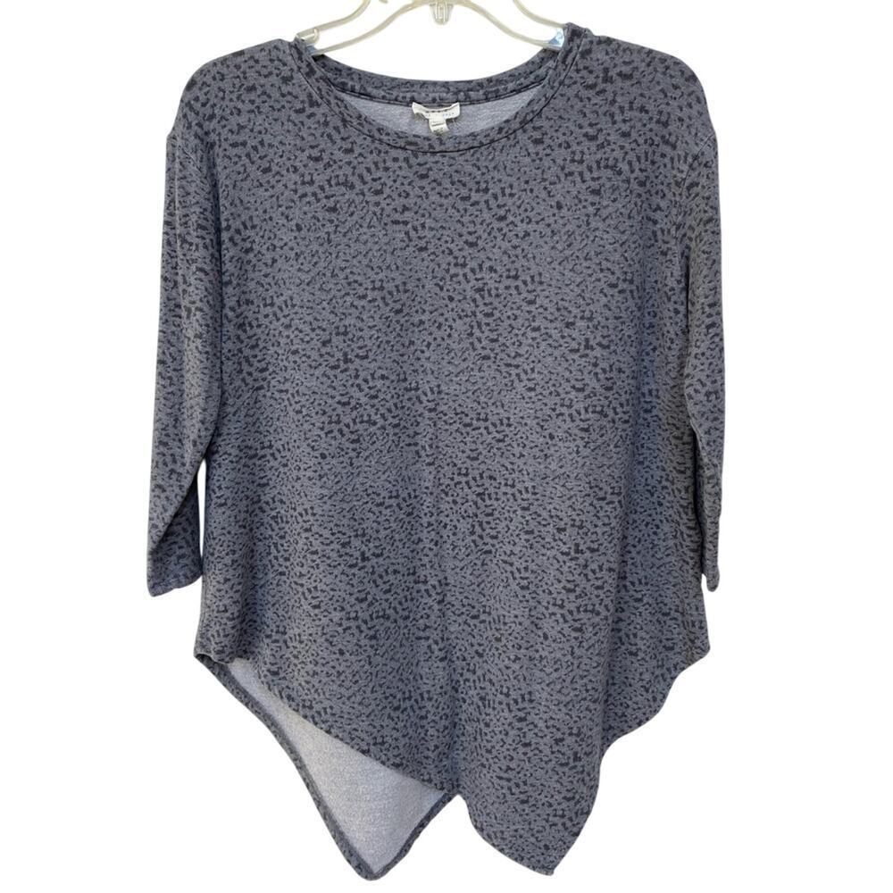 Soft JOIE Gray Leopard Print Cozy Athleisure Sweatshirt Top Loungewear Terry